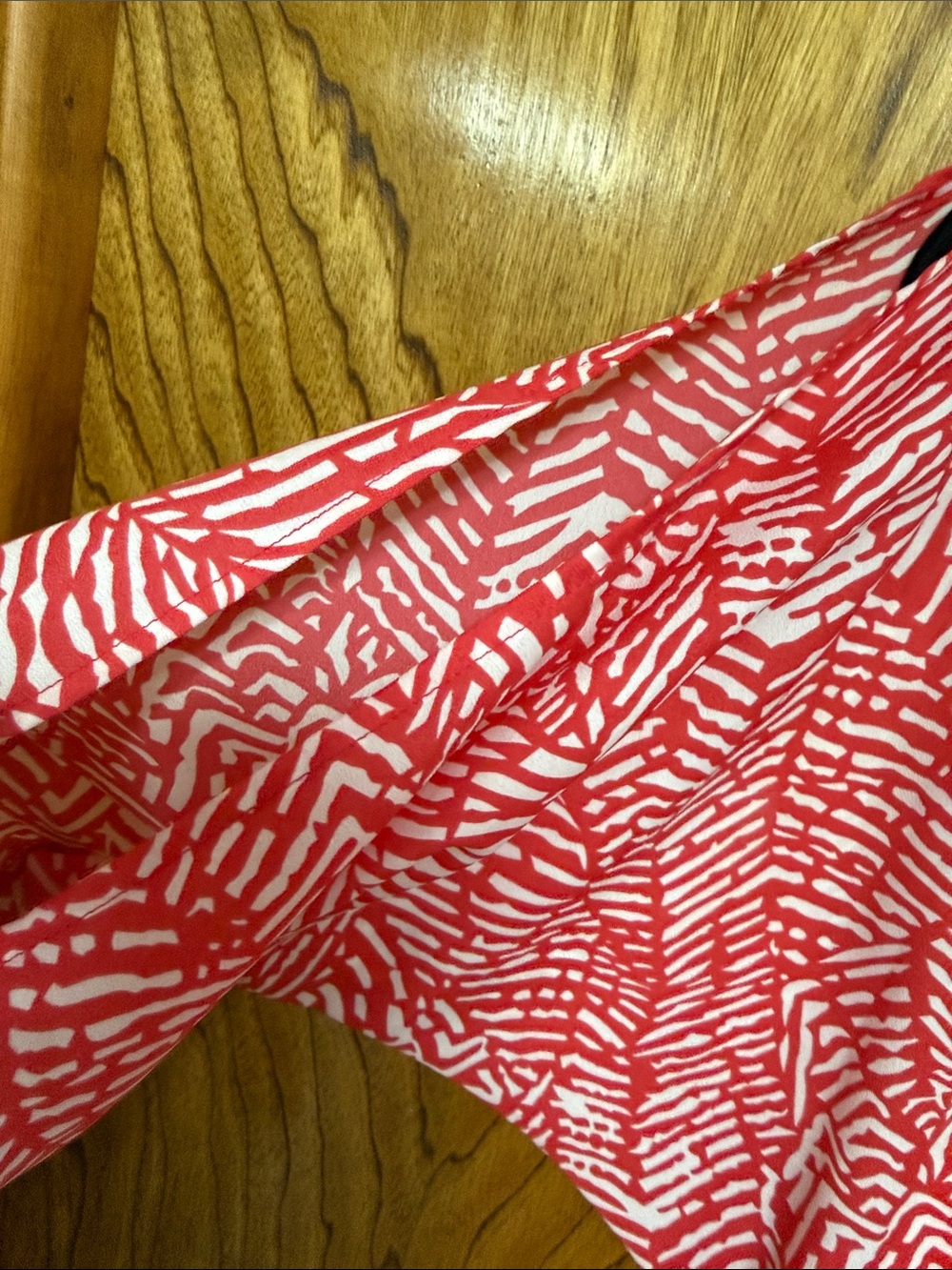 Women's Orange Patterned Elastic-Waist Dress Peekaboo Shoulders Small - Picture 3 of 6